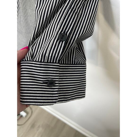 Apt 9 blouse button down up shirt women's size XL 0x black white stripe light wt - Picture 2 of 14